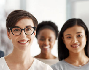 three women smiling